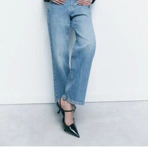 Zara PATENT EFFECT HIGH HEELED SHOES Size 10